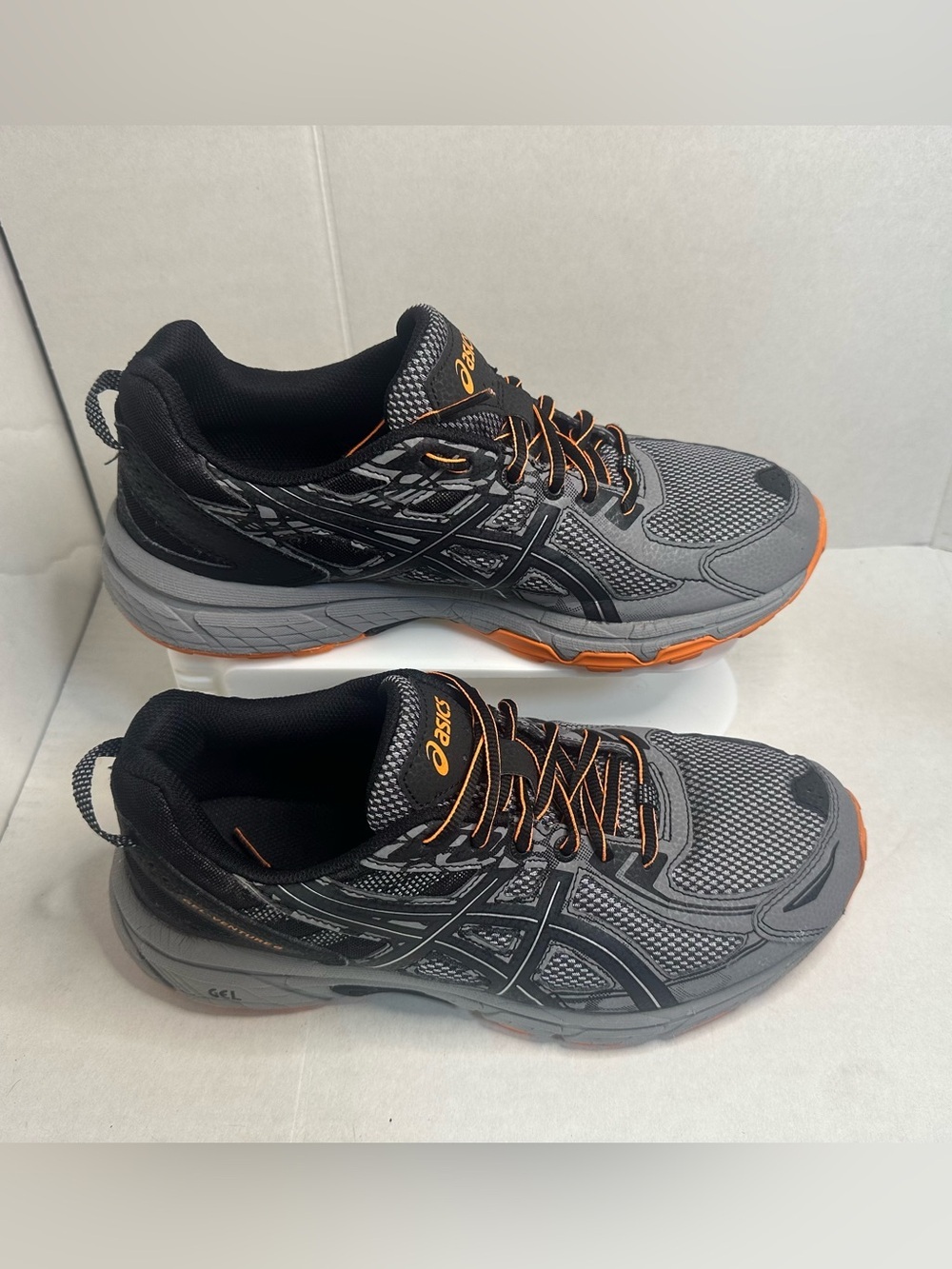 Asics Gel-Venture 6 Shoes Mens Size 8 1/2 Gray Black Orange Trail - Picture 1 of 8